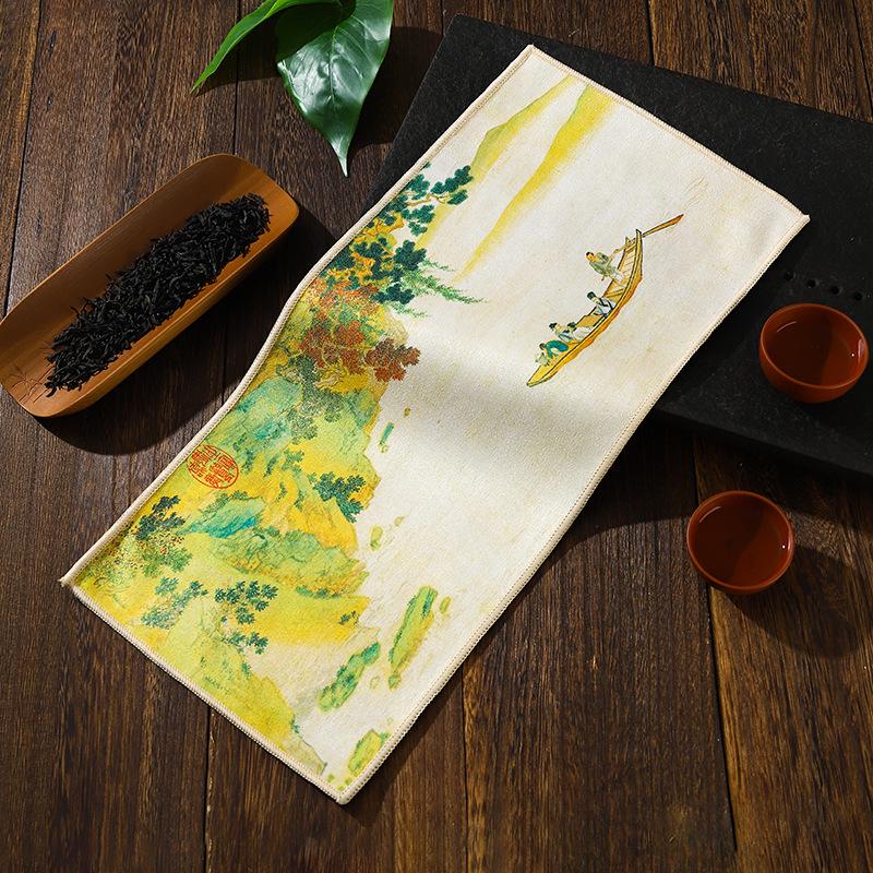 Suede Flannel Lint-Free Absorbent Tea Towel - Ancient Style, High-Grade, Multi-functional Design 18x36 cm