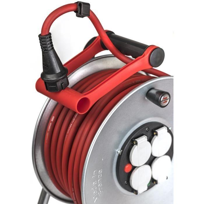 Enrouleur de câble Silver 25m - Brennenstuhl - Cablepilot - Rouge/Argent - Electrique - Extérieur