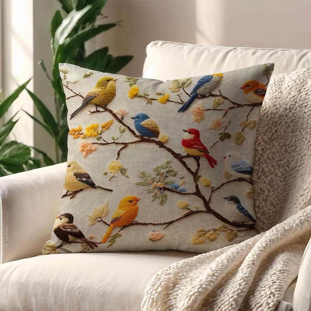 BirdPatterned Colorful and Delicate cushion cover For Pillow Printing Sofa Decoration Home Car Room Office Nordic Simplicity