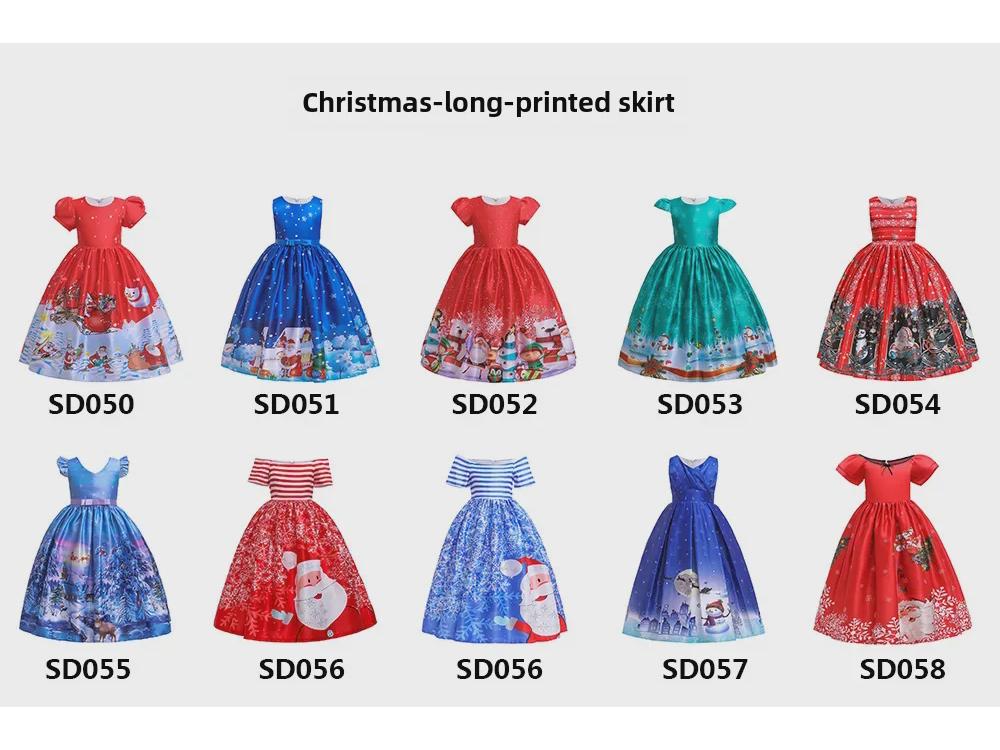 Νέο Χριστουγεννιάτικο Μακρύ Φόρεμα για Κορίτσια με Σχέδιο Άγιου Βασίλη