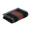 Gucci Ophidia gold label logo striped webbing leather splicing short flip card holder wallet men's black
