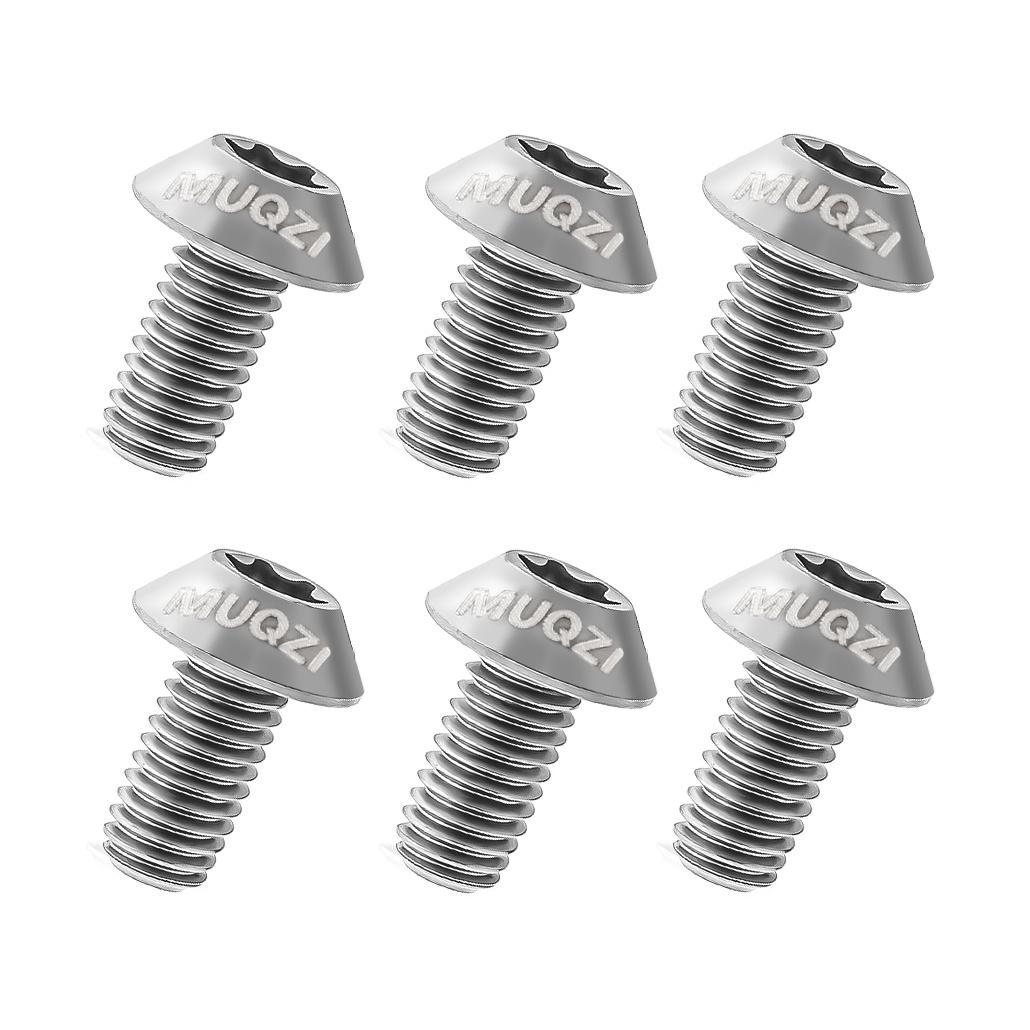MUQZI 6PCS Titanium Screw M5 x 10mm Bike Disc Brake Rotor Bolts MTB Bicycle Ultralight Titanium Alloy T25 Torx Rotor Bolts 6PCS Silver