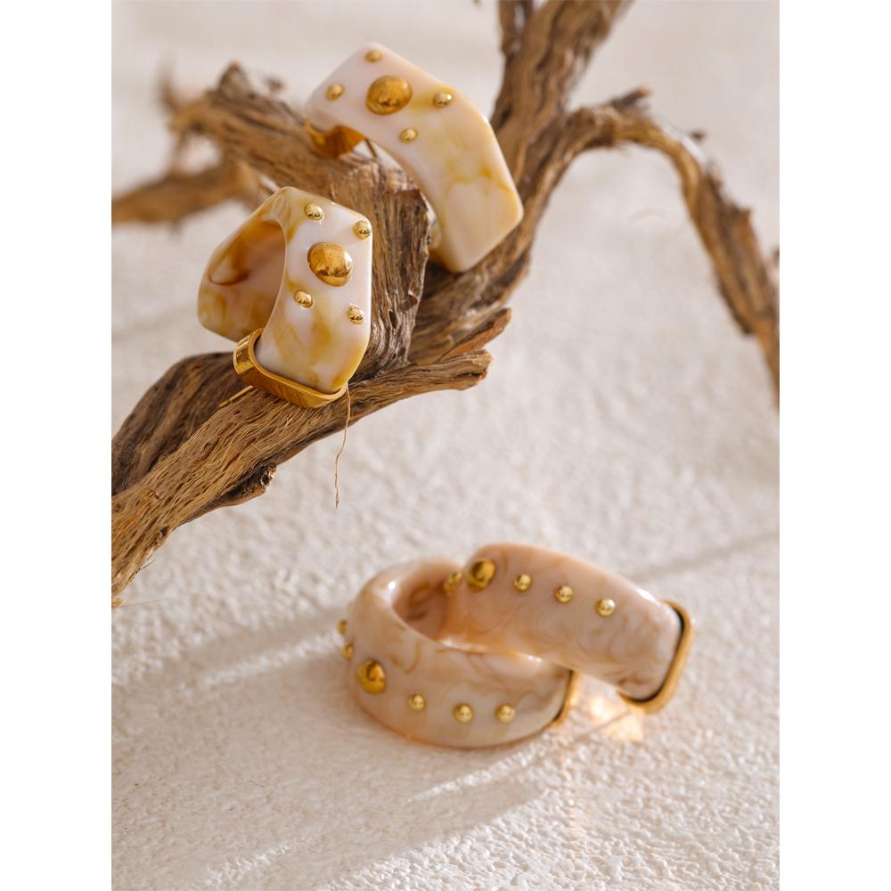 Eetit Stilige Vintage Cowboy Stil Resin C Form Klassiske Geometriske Øredobber Daglige Rustfritt Stål Mote Attraktive Smykker