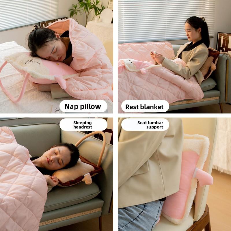 Cartoon Portable Pillow Quilt 2-in-1 Pillow Blanket Office Nap Pillow Car Folding Dopamine Pillow