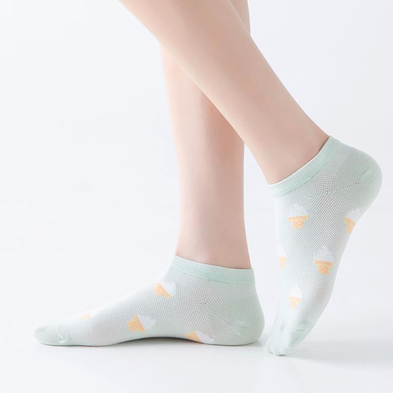 6 Pairs of Women Is Summer Thin Short Socks Sweet Cute Breathable Mesh Comfortable and Small Floral Fragments
