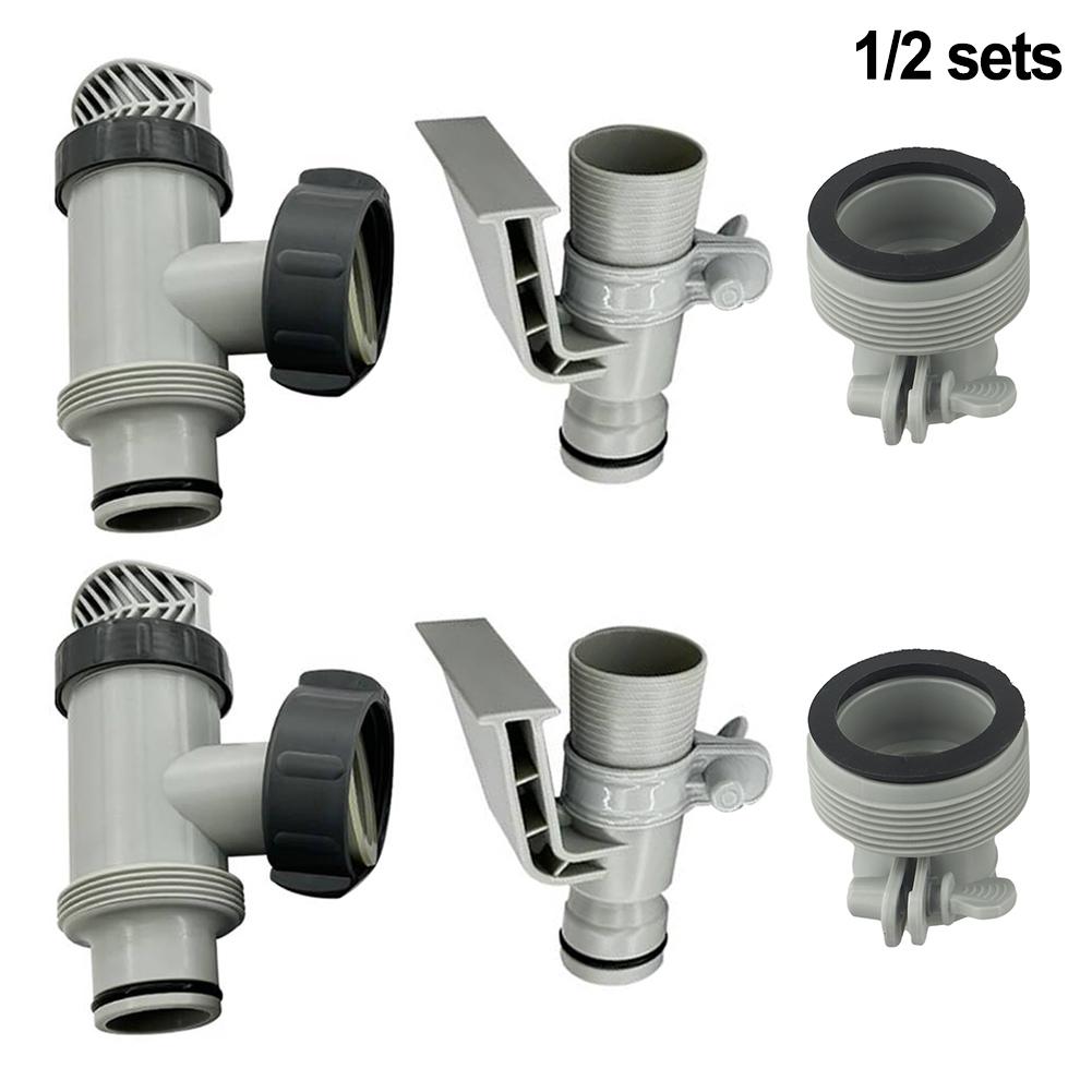 For Above Ground Pool Hose Adapter Set with Plunger Valves Designed for Seamless Integration with Sand Filter Pumps
