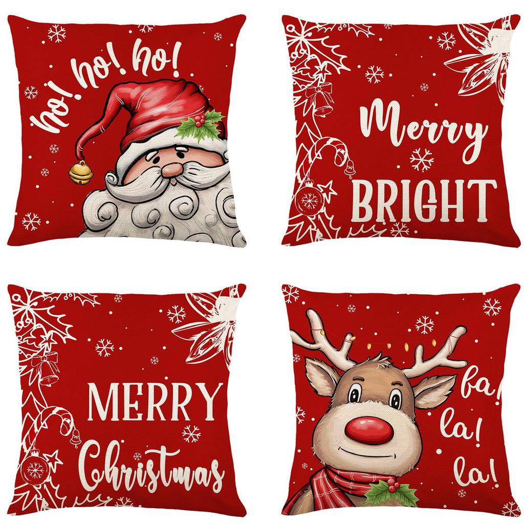 Popular Christmas Pillowcases for Holidays Santa Claus Linen Home Decoration Pillowcases