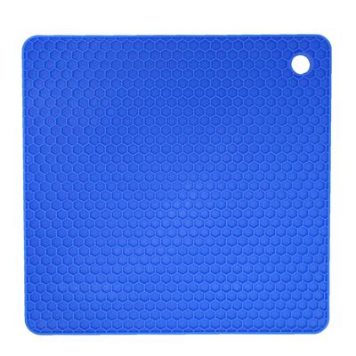 Coussin Isolant Thermique Forme Carrée Épaissi Silicone Anti-Dérapant Tapis Résistant à la Chaleur pour Pot à Cire Bol Bleu Foncé