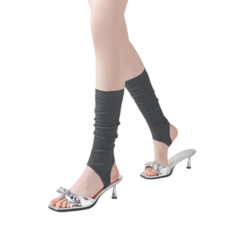 Women s Long Leg Warmers Ballet Style Calf Socks Cotton Knee Highs Footless Socks for Dance Yoga темно серый