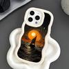 Husă de telefon cu pictură în ulei abstractă pentru iPhone 17 16 15 14 13 12 11 Air Pro Max Plus Albă TPU Moale Margine Ondulată Husă