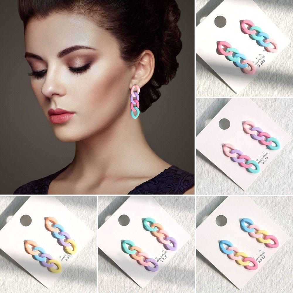 

1 пара женских модных серег с геометрическим рисунком на длинной цепочке ярких цветов с кисточками