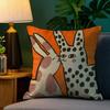 Vantage Abstract Anime Cute Cat Dog Pillow Case Anti-dustmite Pillowcase Invisible Zipper Silky Short Plush Sofa Cushion Cover