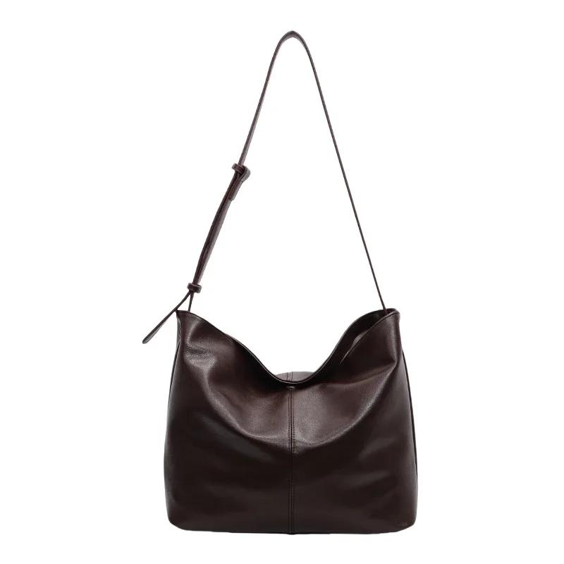 

Однотонная сумка из искусственной кожи для женщин, простая, вместительная, элегантная, повседневная и лаконичная, элегантная и новая