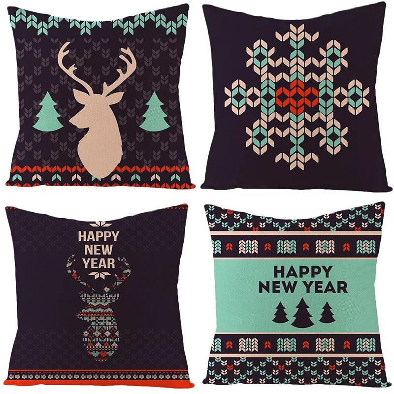 Linen Christmas Pillowcase Home Christmas Sofa Pillowcase Christmas