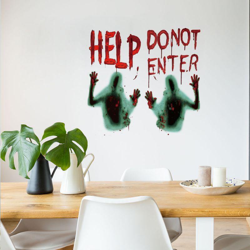 Halloween HELP Haunted House Bar Window And Door Living Room Bedroom Decoration PVC Wall Stickers