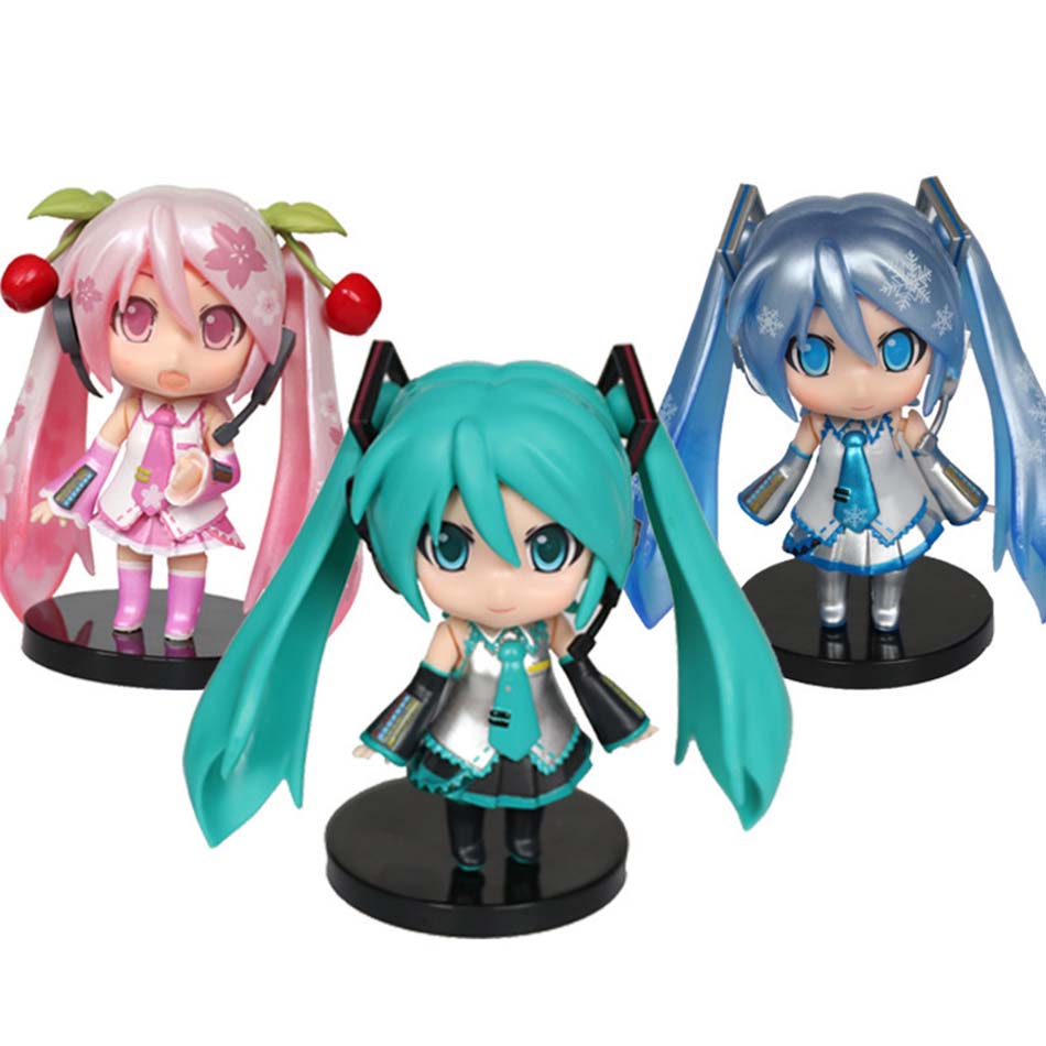New Anime Hatsune Miku Figure Mini Character Ornaments Kawai Pink Green Hatsune Home desk Decoration Adult Toy kid Birthday Gift