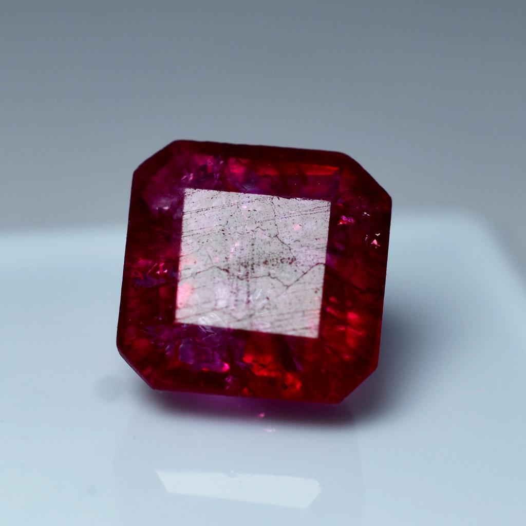 Natural 9.65 Ct CERTIFIED Loose Gemstone Eye-Catching Pink Ruby Square Cut Gem. AM-462