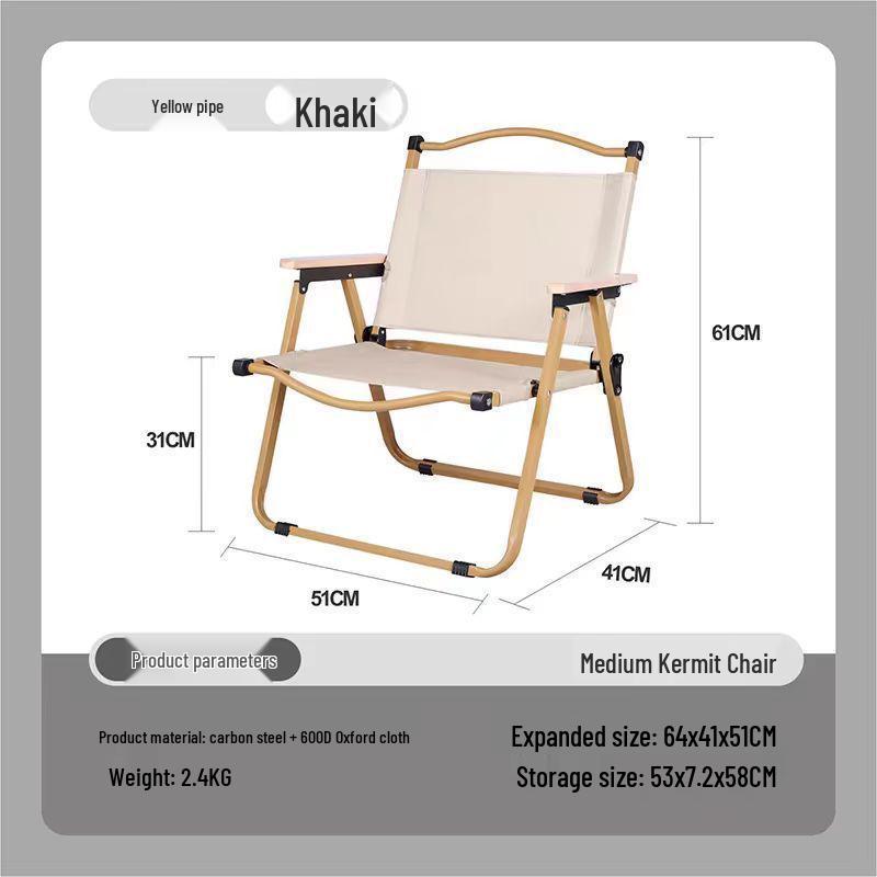 Přenosné skládací venkovní křeslo s opěrkou pro kempování, piknik, grilování, rybaření a kreslení