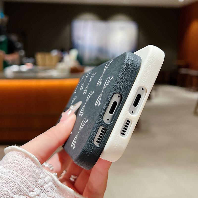 Husă TPU cu Textură de Piele cu Imprimeu Fundă pentru Samsung S25 Ultra S24 FE S23 S22 A36 A56 A16 A55 A26 A15 A35 Subțire Mată Rezistentă la Șocuri Moale