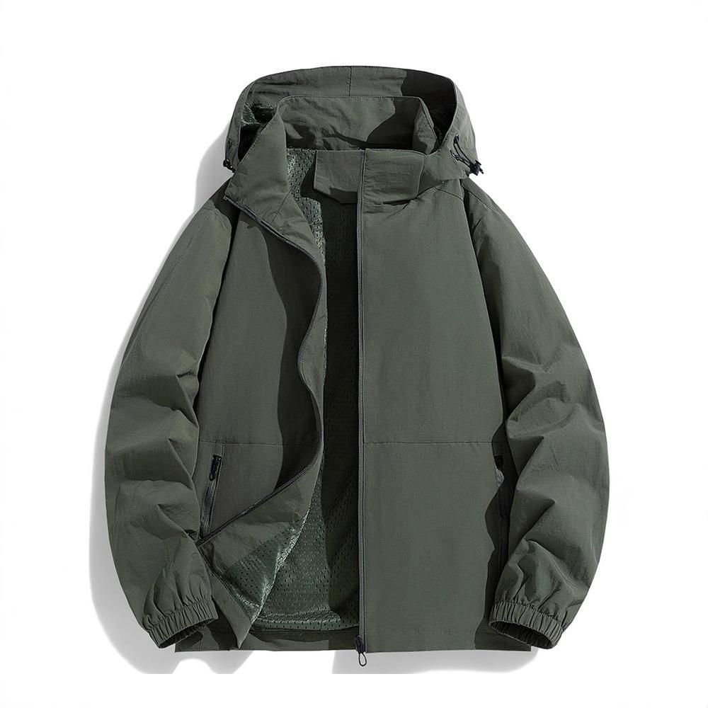 Νέο Μπουφάν Ανδρικό Μπουφάν Άνοιξη και Φθινόπωρο Λεπτό Αθλητικό και Καθημερινό Μονόχρωμο Υπαίθριο Αδιάβροχο Ανδρικό Τοπ