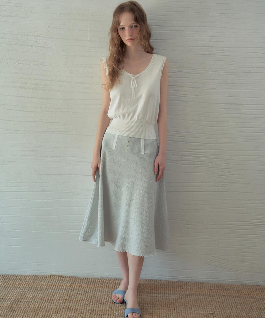 Aueonoseuteljia Beni Lace Check Button Skirt_Light Blue(Ob6Sk13)