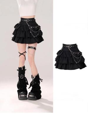 Damen Rock mit hoher Taille und herzförmiger Gürtel-Kette