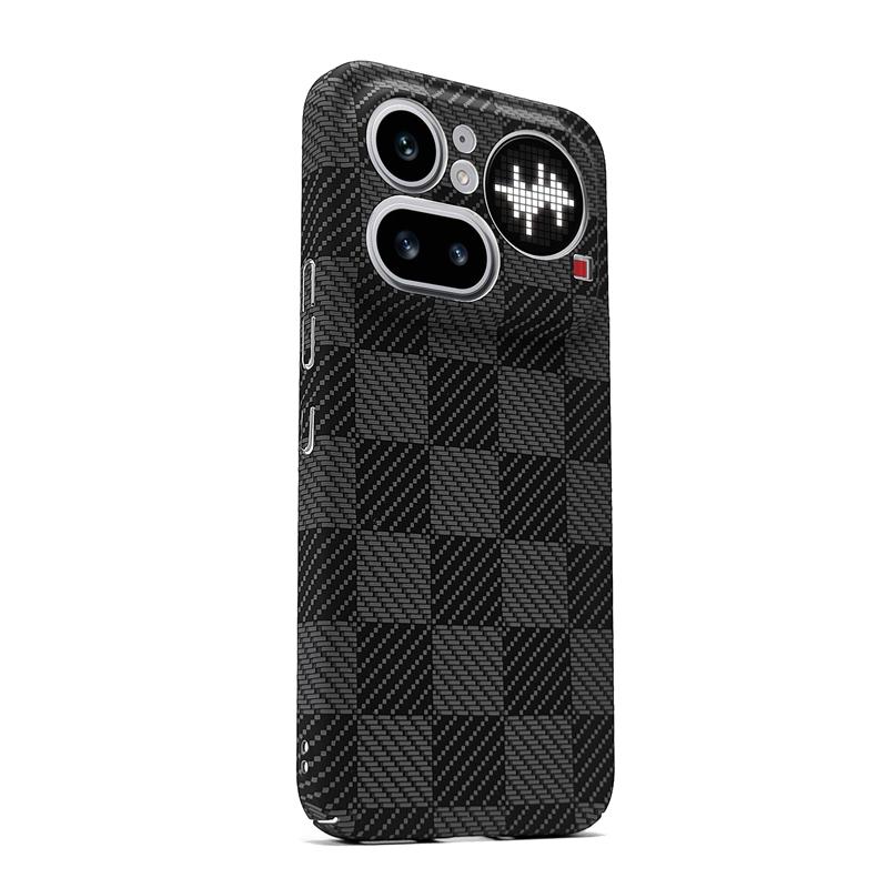 Magnetic Case For Nothing Phone 4a Pro Case For Magsafe Embossed Carbon Fiber Striped Pattern PC Hard Cover
