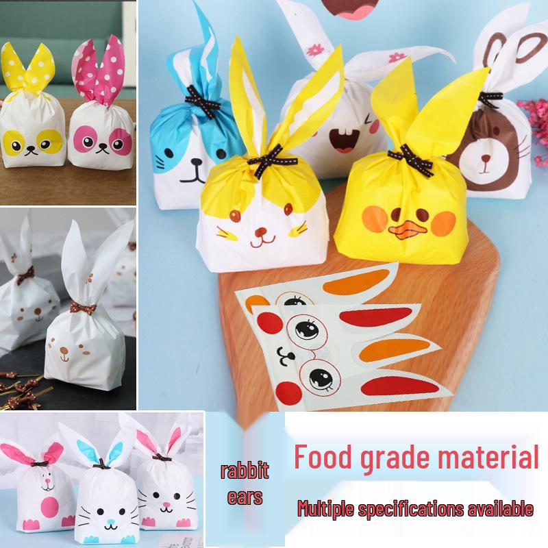 Cartoon Bunny Ears Candy Snack Bag for Kids - Children's Day Gift, Snowflake Crisp Cookies, Small Snacks, Baking Packaging