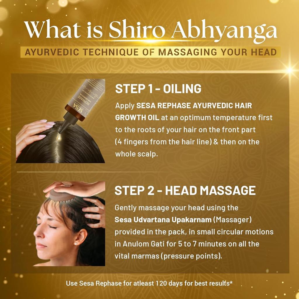 Sesa Ayurvedic Rephase 2 Step Hair Oil Growth Kit  For Men & Women 100 Ml With Massager Reduces Hair Fall Boosts Hair Thickness Naturally