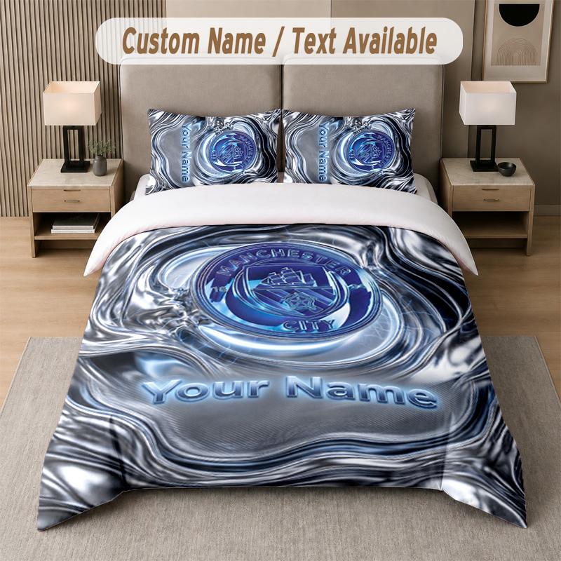 Manchester City Design Bedding Set Custom Text 1 Duvet Cover & 2 Pillow Cases