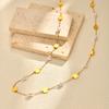 Exaggerated Personality Design Long Chain Imitation Pearl Necklace for Women, Gold Plated Stainless Steel Chain Party Jewelry