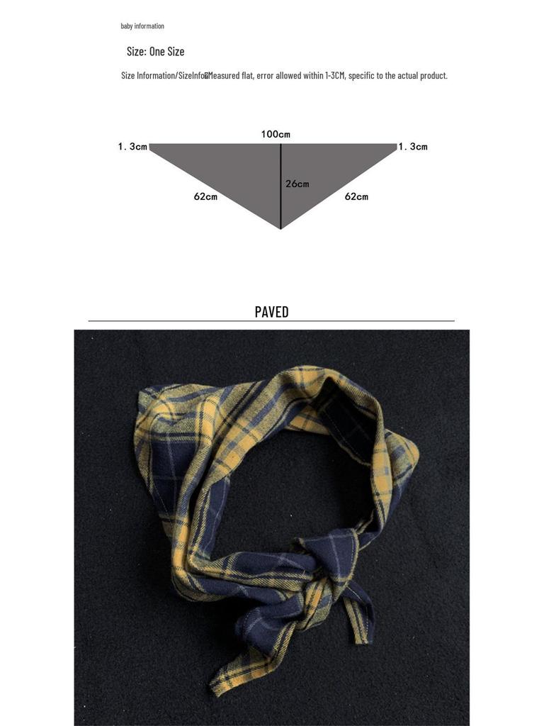 Trendy Japanese Plaid Scarf & Tie-on Hat Set for Men and Women - Blue/Yellow Neck Warmer