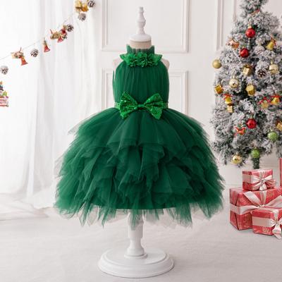 Kids Girls Xmas Elf Princess Mesh Tutu Dress Children Christmas New Year Cosplay Costumes Kindergarten Performance Role Play Outfit