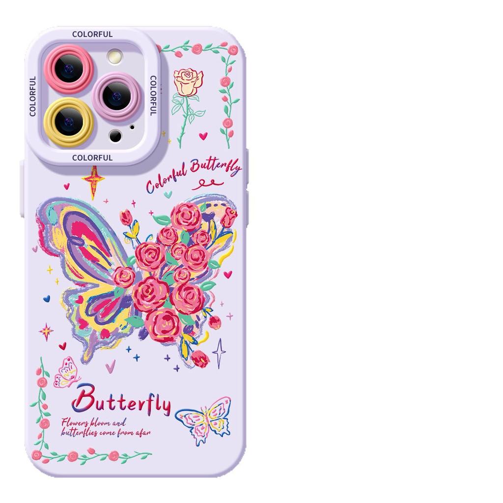 Butterfly Mobile Phone Case for Girls with High Value, Suitable for Iphone17 Apple 16/15promax Silicone 14/13 Women's Cover