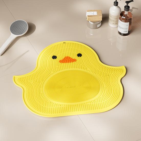 Foot Rub Mat Little Yellow Duck Design Silicone Foot Mat Anti-Slip Suction Cup Bottom Dead Skin Remover Bath Pad