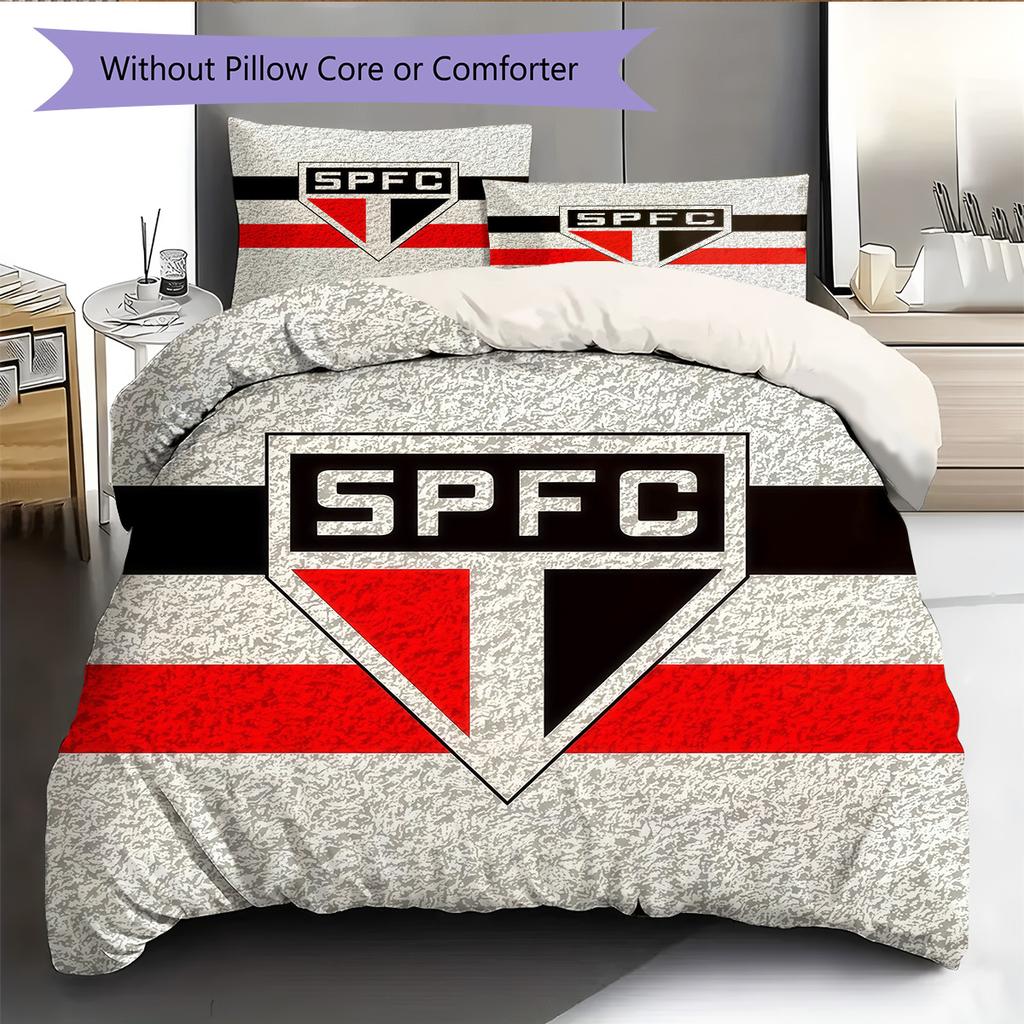 Sao Paulo FC Pattern Bedding Quilt Set Home Decoration Gift (1 * duvet cover + 2 * pillowcase without core)