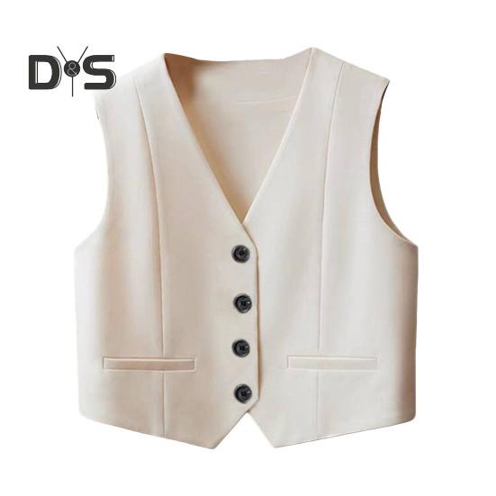 

Женский жилет, жилет, винтажный, без рукавов, нарядный костюм, повседневный, на пуговицах, с V-образным вырезом, смокинг, жилет для повседневной носки, офиса, свиданий, улицы S бежевый