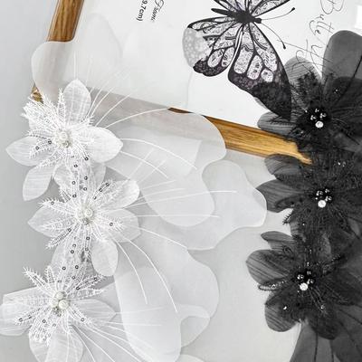 New Multi-layer Organza Flower Patch 3D DIY Dress Cloth Pin Lace Burning Edge Applique Decorative Corsage Accessory