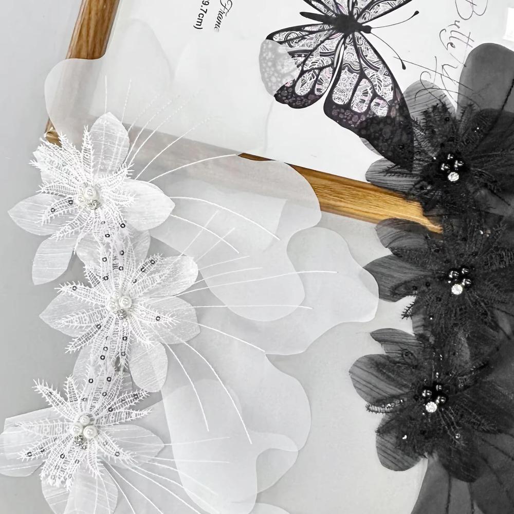 3D Dress Cloth Pin Multi-layer Embroidery Studded Patch New Organza Flower Patch  Corsage Accessory