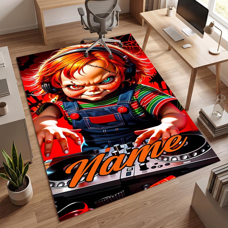 Chucky (5) Alfombra de Oficina con Nombre Personalizado Decoración Elegante para Sala de Estar Dormitorio Cocina