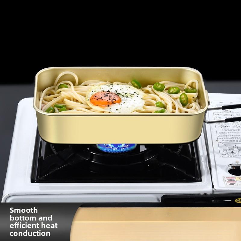 Outdoor cooking aluminum lunch box camping picnic food storage box square lunch box travel portable lunch box 2-pack