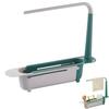 Multifunctional Telescopic Sink Caddy Drainable Kitchen Organizer with Towel Bar Expandable Sponge Soap Brush Holder