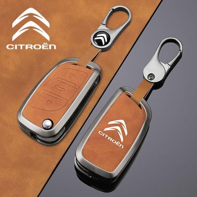 For C1 C2 C4 C5 C3 C4L C8 Berlingo Xsara Picasso C-ELYSEE JUMPY NEMO Metal Leather Car Key Case Protector Accessories