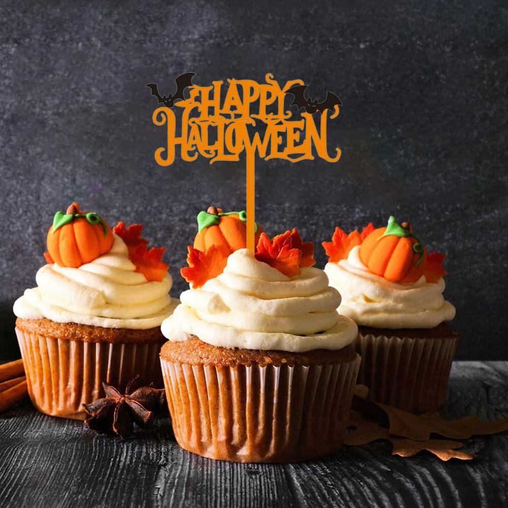 10pcs Multifunction Halloween Cupcake Toppers Reusable Halloween Cake Plug-in  Decoration