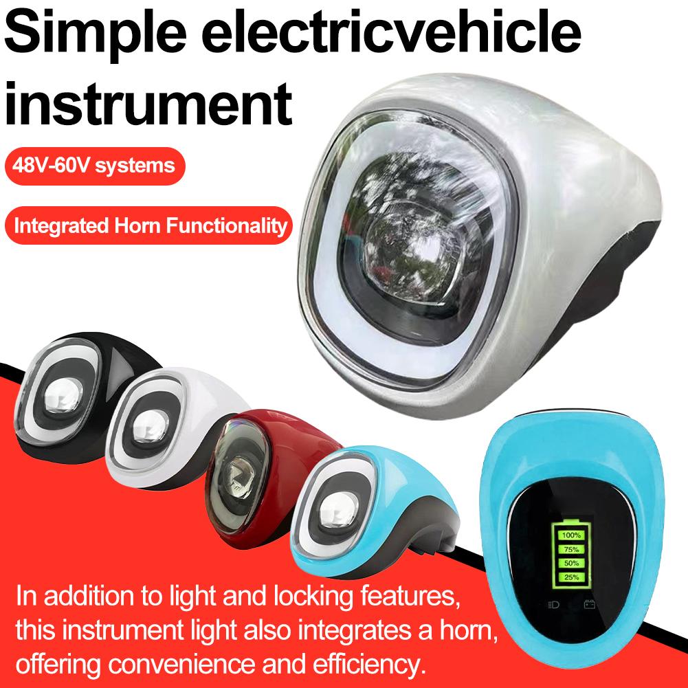 Universelles 48V60V Elektrofahrzeug-Anzeigeninstrument Scheinwerfer Integrierter Hupenschalter Batteriestandanzeige Licht Großes Motorrad Zubehör Schloss Auto W7D0