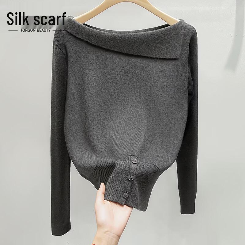 Elegant Women s Slim Fit Long-Sleeve Knit Top One Size