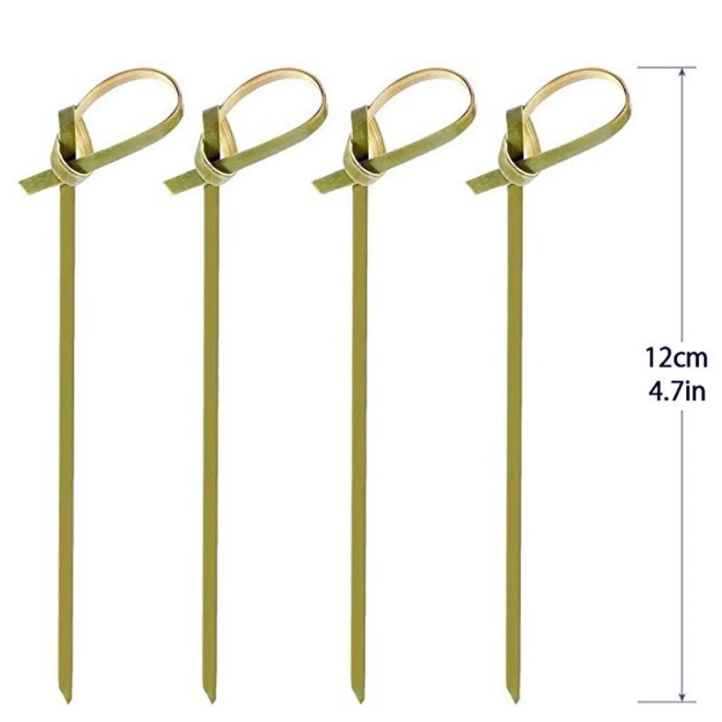 100pcs Disposable Bar Tool Party Decoration Cocktail Picks Bamboo Knot Skewers Stick Fruit Forks Sandwiches