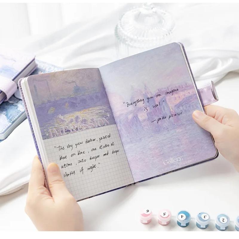 1 Stück Niedliches Cartoon Notizbuch 98 Blatt Farbseiten Illustration Weiches Leder Magnetknopf Tagebuch Planer Agenda Notizblock