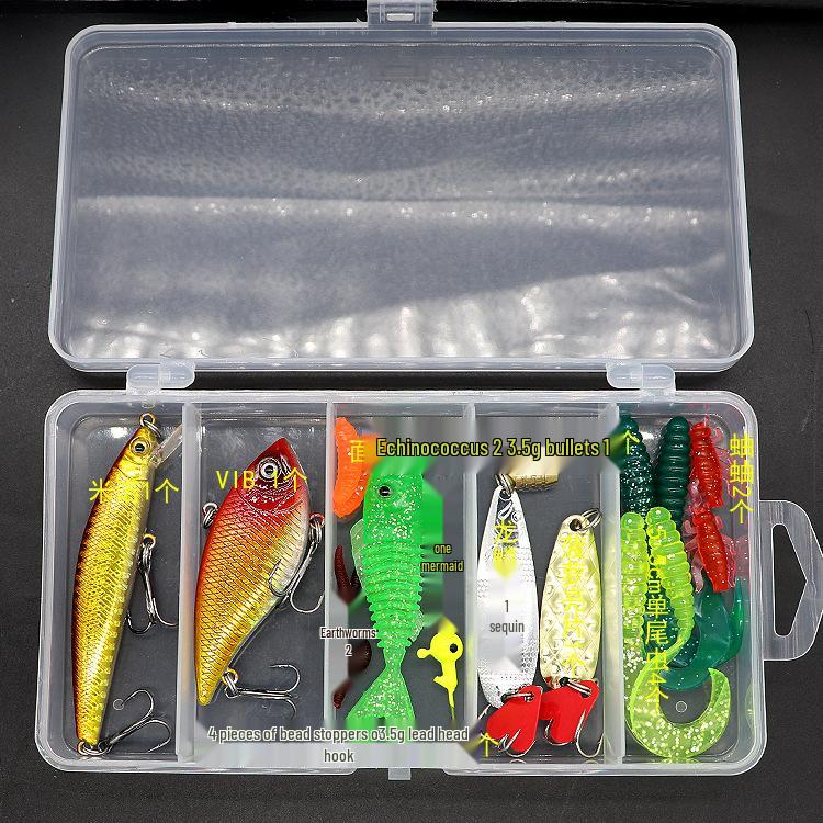 Lure Spinner & Soft Bait Thunder Frog Minnow Hook Combo Set In Box