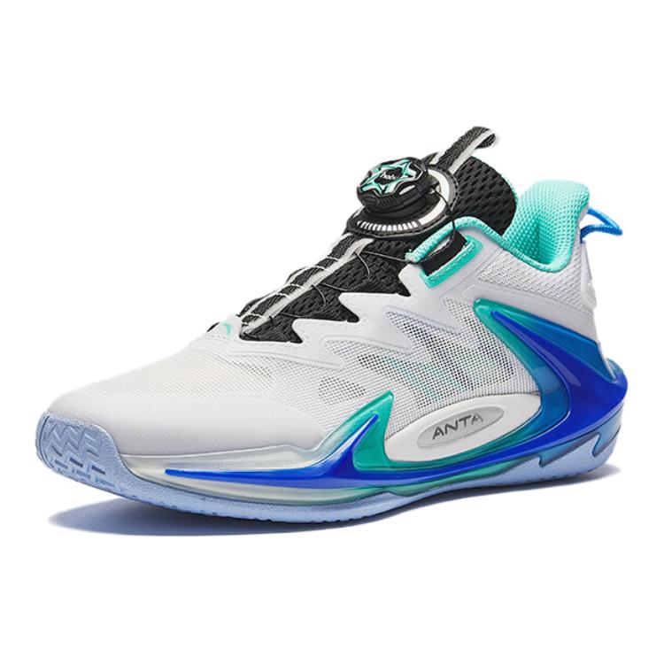 Anta Kids Outdoor Professional Non-Slip Wear-Resistant Breathable Low-Top Basketball Shoes Kids Sneaker White Blue Green 312431111-1